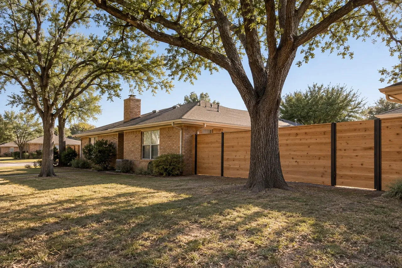 Fence on a residential lot in Tech Terrace, Texas