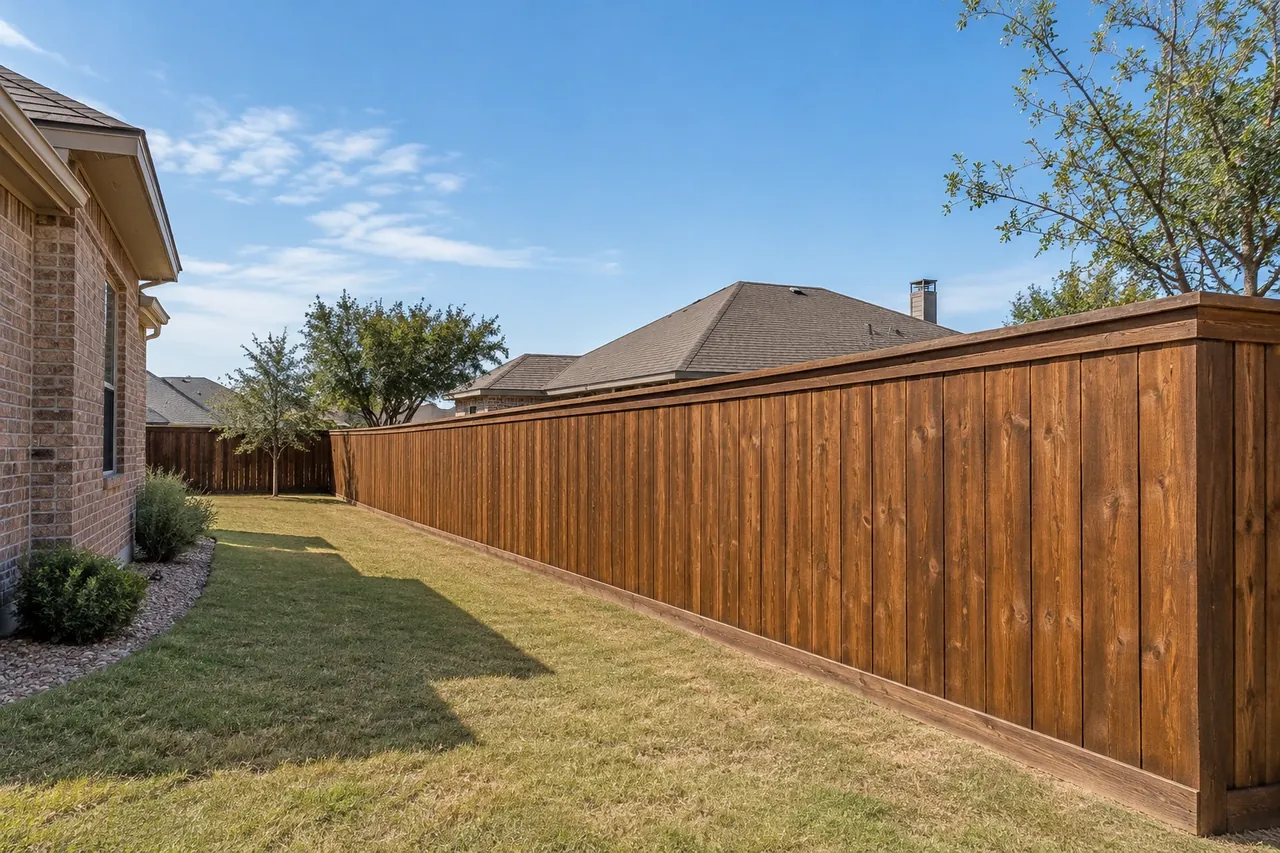 Fence on a residential lot in Vintage Township, Texas