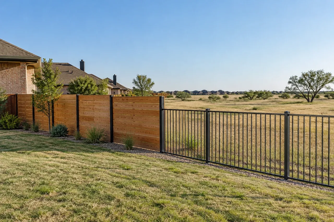 Fence on a residential lot in Wolfforth, Texas